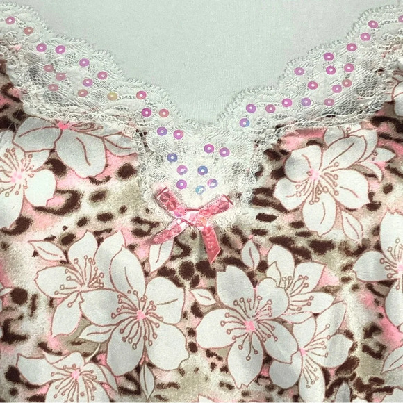 Victoria’s Secret Leopard Floral Chemise Slip Mini Dress. Medium. Fairy, Retro - Picture 9 of 11